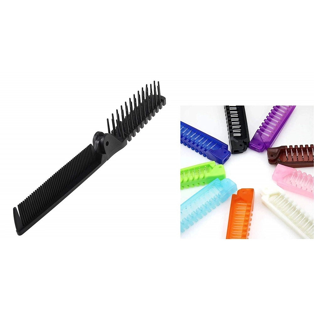 Trade Shop - Set 2pz Doppio Pettine 2in1 Capelli Pieghevole Districante Dentata Dritto Spazzola -