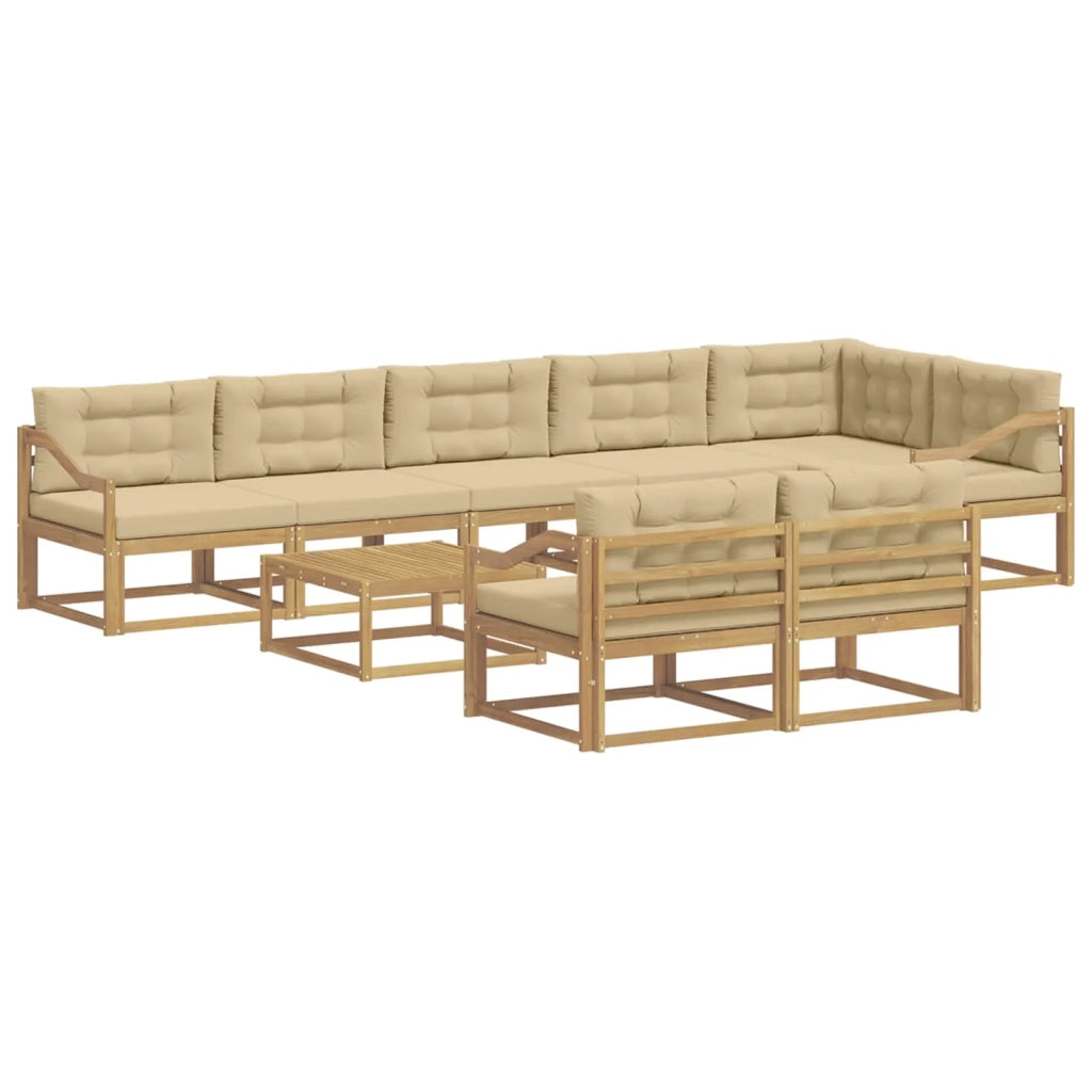Set di divani da esterno 9 pcs Bianco e Beige 79 x 79 x 37 cm