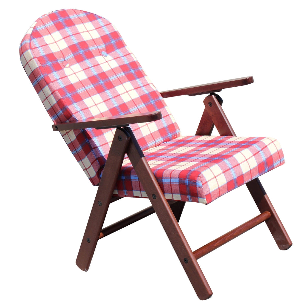Poltrona Sdraio 4 posizioni con cuscino in Cotone Legno cm 61x75x110 - BURT