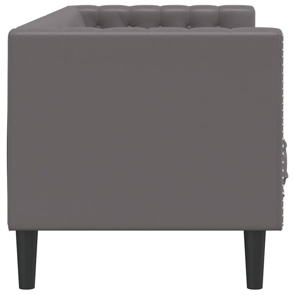 Divano Chesterfield a 3 Posti-Sofa 3 Posti-Divanetto Grigio in Similpelle