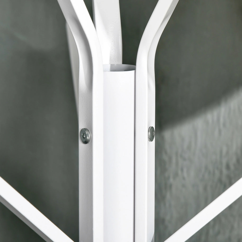 Appendiabiti da terra 45x45x180 cm in metallo bianco con ripiano, da montare