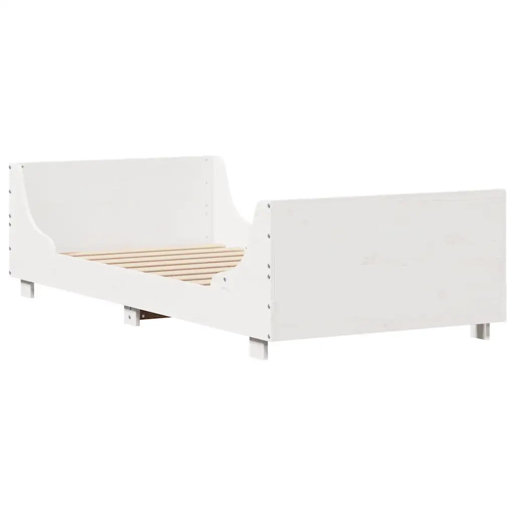 Letto senza Materasso Bianco 75x190 in Legno Massello di Pino 3306484