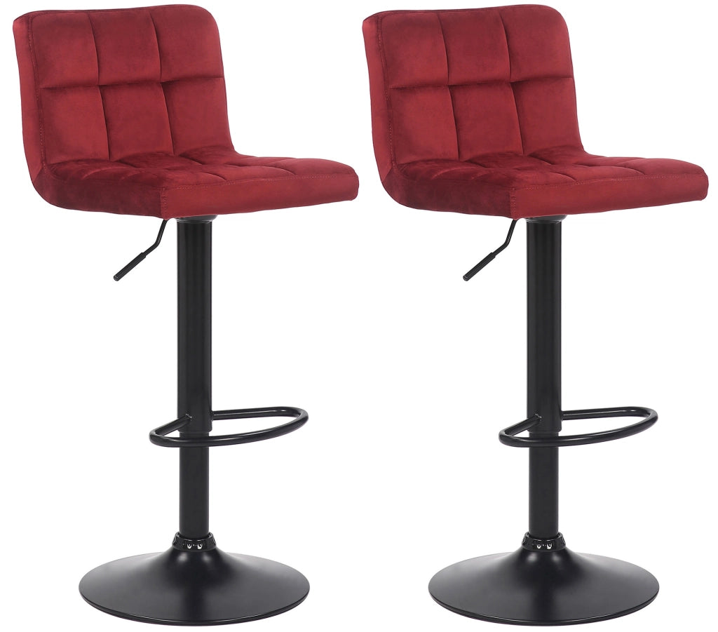 Set di 2 sgabelli bar Feni in velluto rosso
