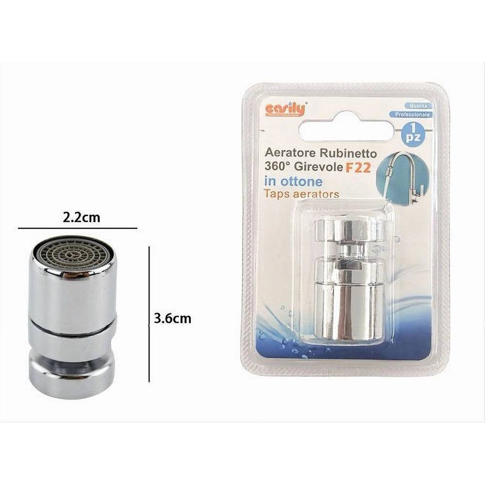 Trade Shop - Aeratore Rompigetto Rubinetto 360° Girevole F22 In Ottone Con Snodo Cucina 69168 -