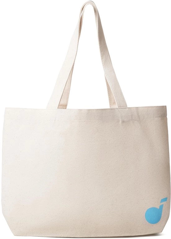 Tas da spalla con manico lungo, borsa di cotone con tasca esterna