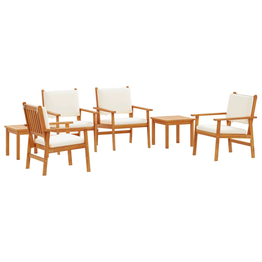 Set da pranzo da giardino in 6 pezzi con cuscini in legno massello di acacia