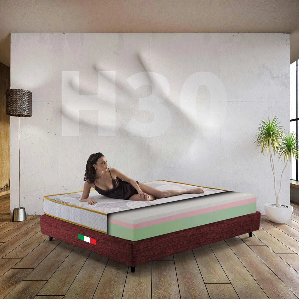 Materasso memory Piazza e mezzo 120X190 Cm, Materasso Americano multistrato a zone H30 cm, Materasso ortopedico a 3 STRATI | Materasso anallergico prodotto in Italia - MOD. EQUILIBRIUM H30