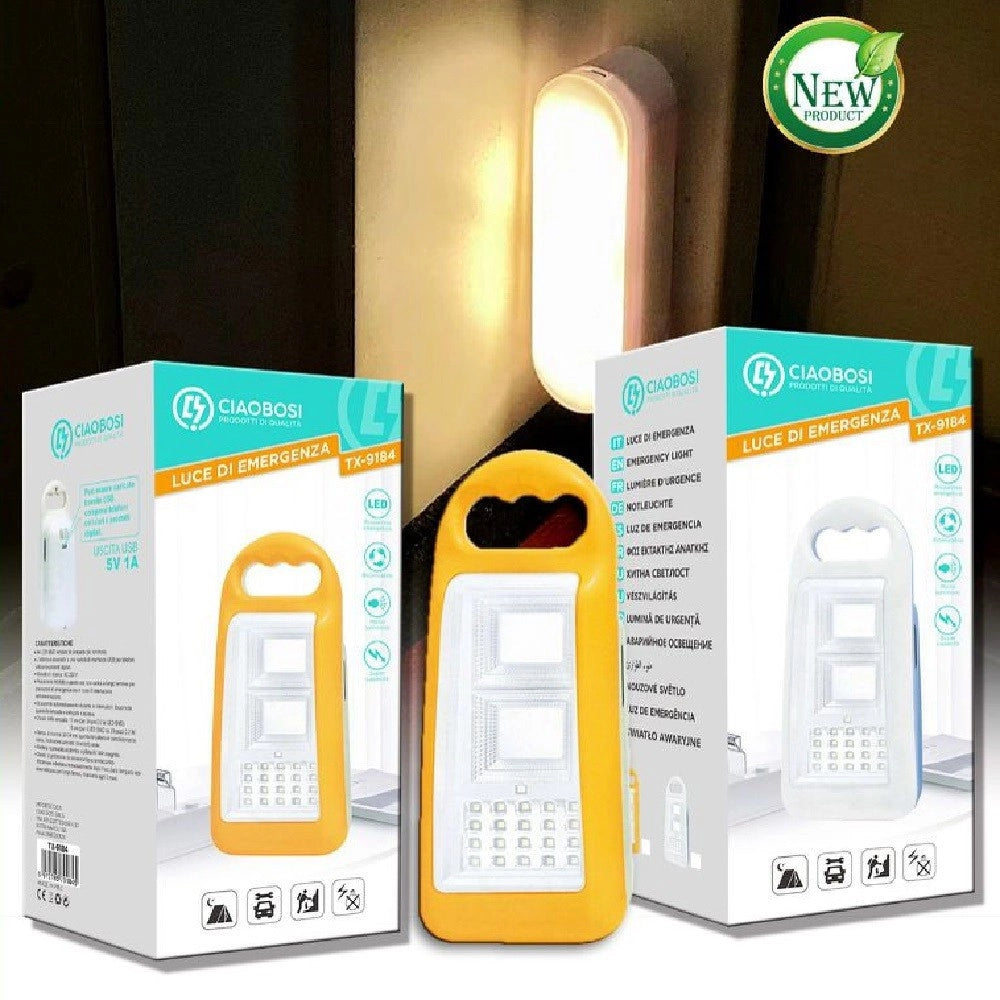 Trade Shop - Lampada Luce Di Emergenza Ricaricabile Led Usb 5v 1a Batteria Power Bank Tx-9184 -