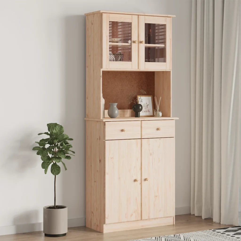 Credenza | Madia | Buffet da pranzo | Armadio da pranzo ALTA 77x35x188 cm in Legno Massello di Pino