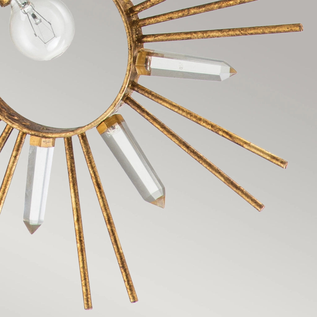 Lampada sospesa Sun King foglia oro cristallo K9 Ø30,5 E27