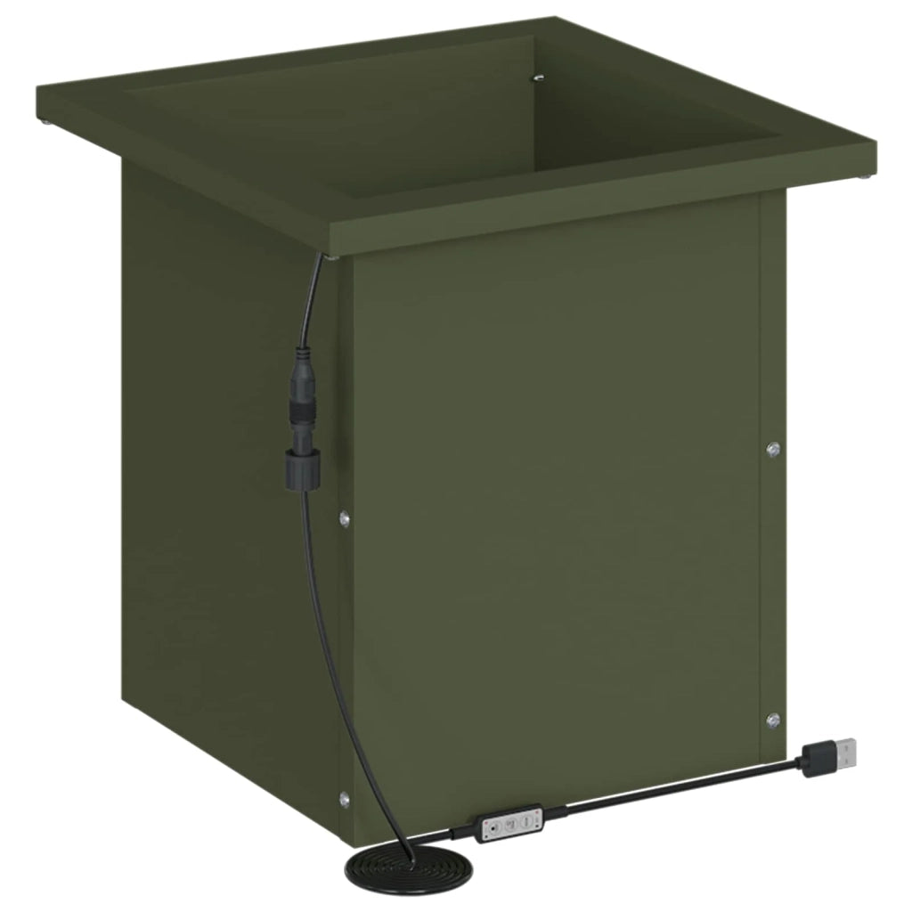 Fioriera da giardino con LED Verde Oliva 30 x 30 x 30 cm 8008062