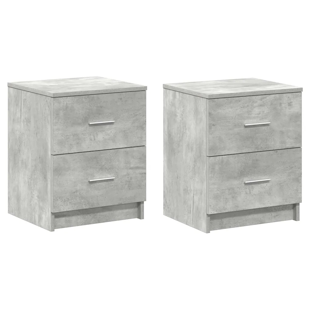 Comodini 2 pz con 2 Cassetti Grigio Cemento 40x36x50 cm