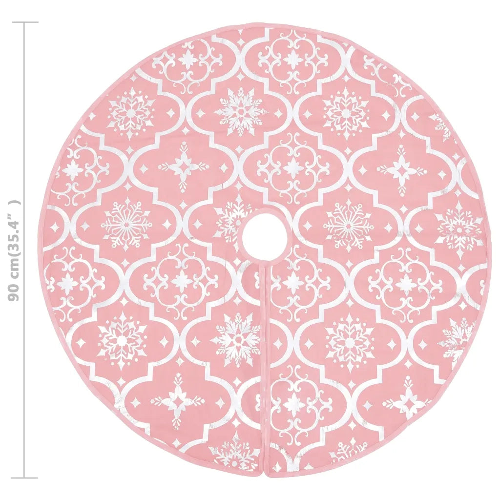 Gonna Albero Natale Raffinata con Calza-Decorazioni natalizie Rosa Tessuto 90 cm