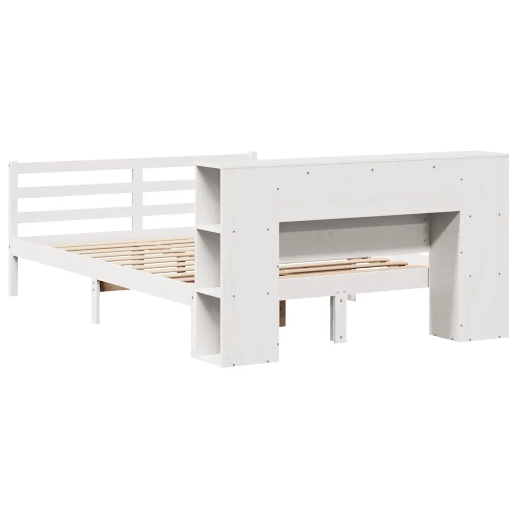 Letto Libreria senza Materasso Bianco 150x200 cm Legno di Pino 3321855