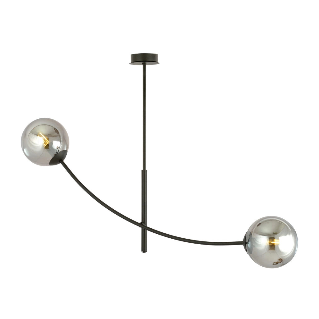 Plafoniera Emibig Hunter 2 luci E14 nero cromo vetro