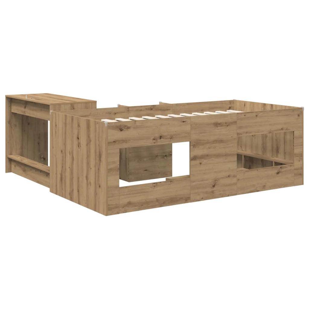 Letto alto per bambini con scrivania 2 pz Rovere Artigianale 3423461