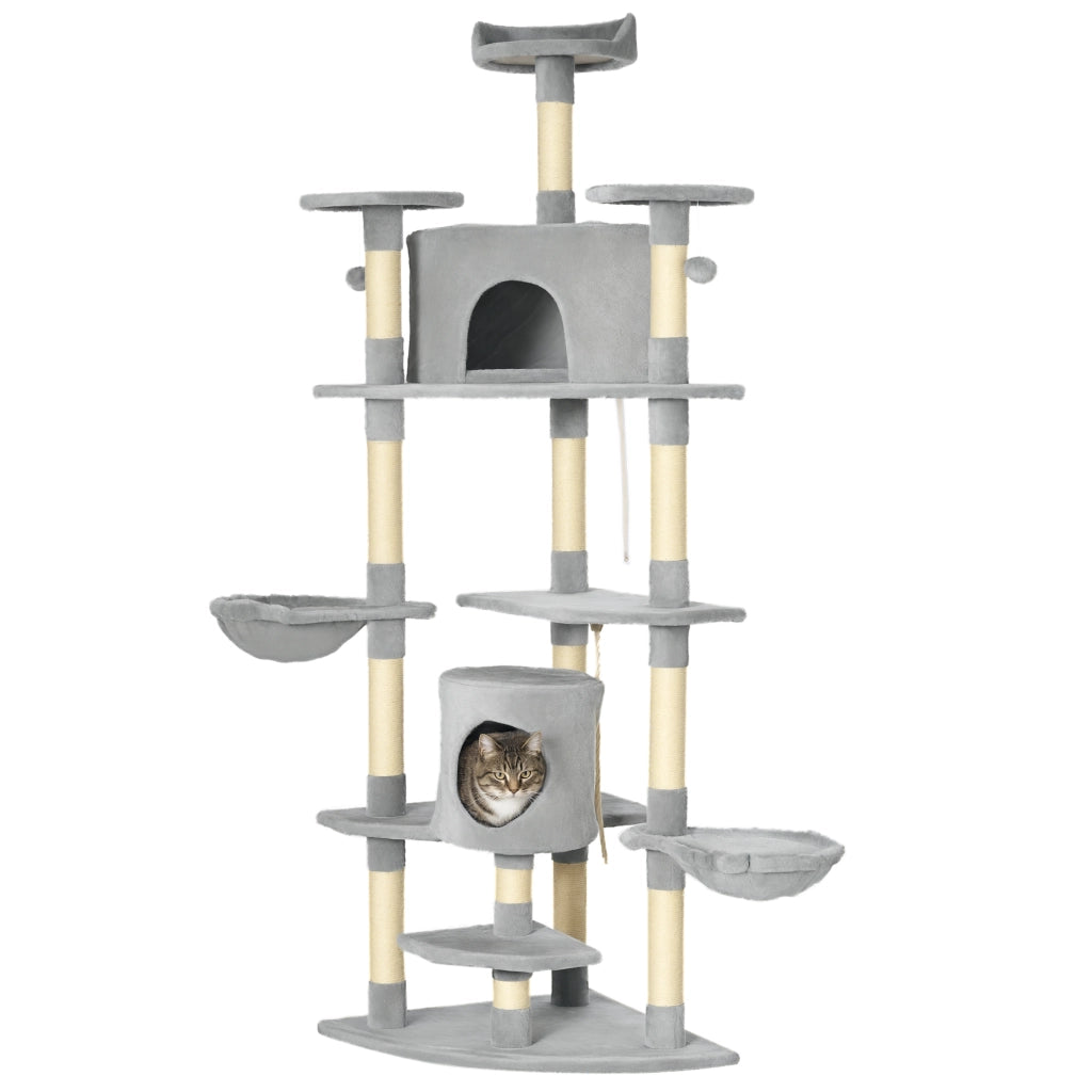 Torre per Gatti con Cuscini e Sisal ¨C Zephmum ¨C Grigio 60x60x200 cm