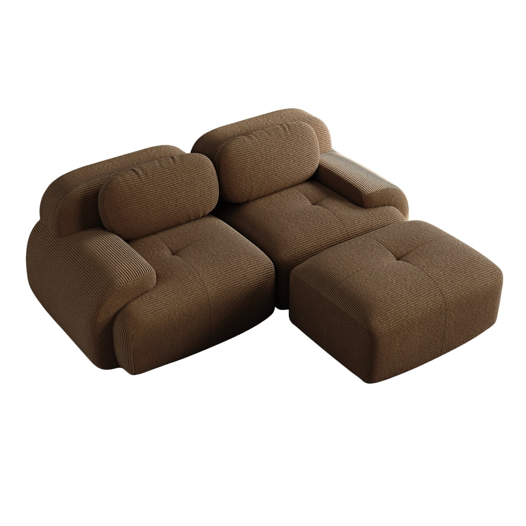 divano angolare modulare con design ergonomico e braccioli curvi in velluto a coste marrone 208 Ã— 178 Ã— 75 cm