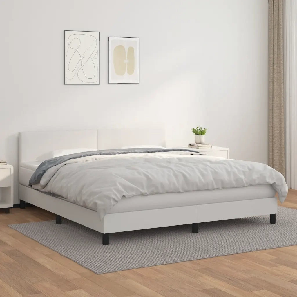 Giroletto a Molle con Materasso Bianco 160x200 cm in Similpelle 3141012