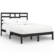 Letto matrimoniale | Letto per adulti | Giroletto Nero in Legno Massello 140x190 cm