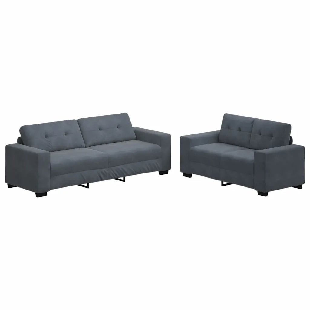 Set divano a 2 pz con Cuscini in Velluto Grigio Scuro 3324722