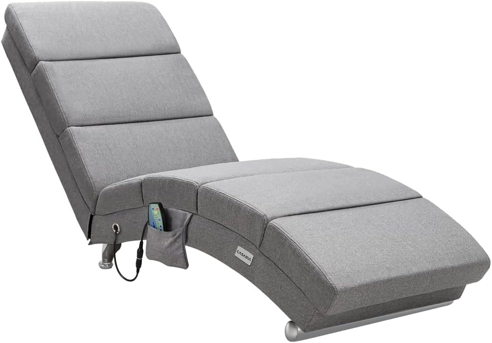 ® Poltrona Chaise Longue Funzione Massaggiante e Termica 186x89x55cm Lettino Relax Sdraio Ergonomico in Tessuto Imbottito Portata 180 kg Soggiorno Ufficio Interno Reclinabile Lettura