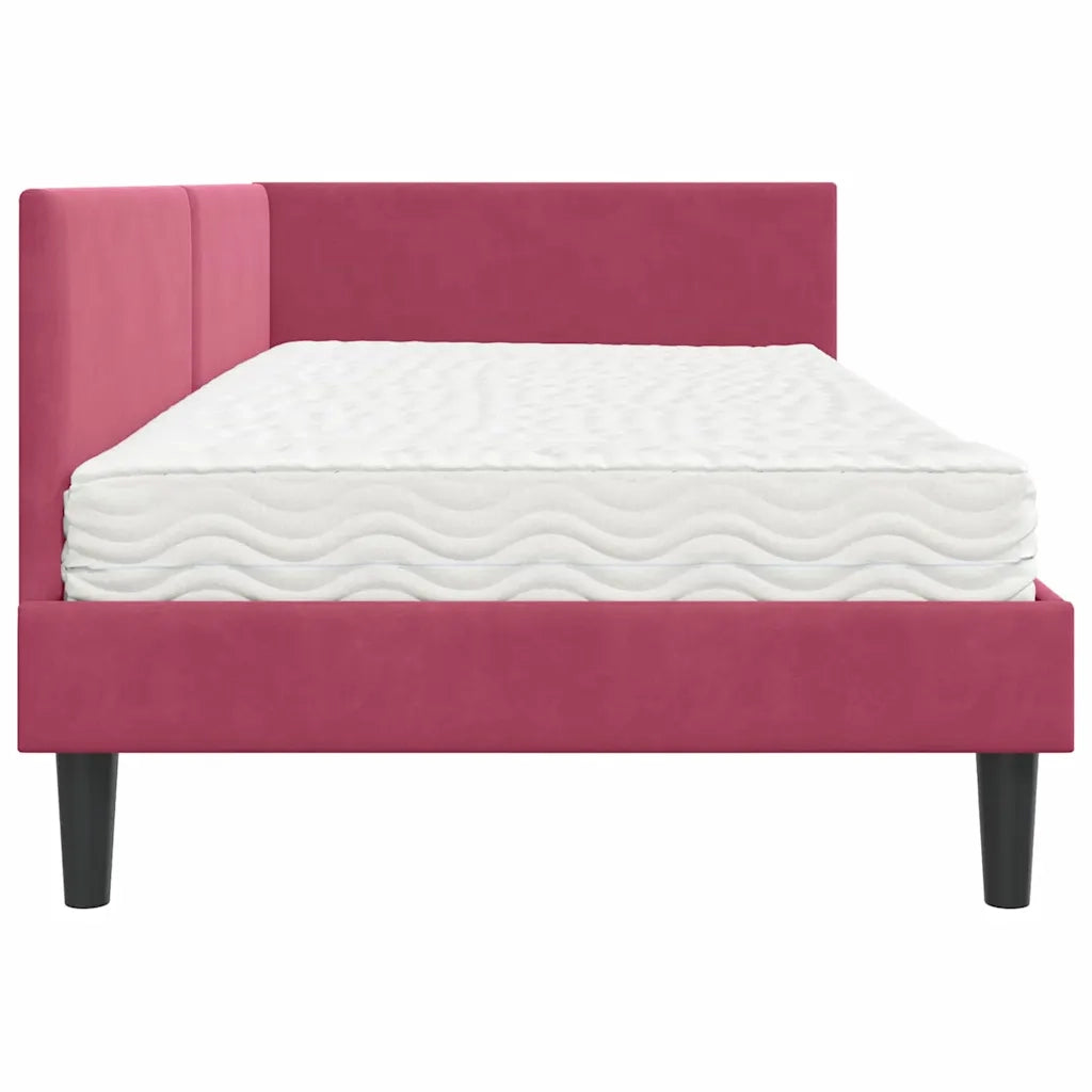 Struttura Letto Angolare con Materasso 2 pcs Verde Velluto