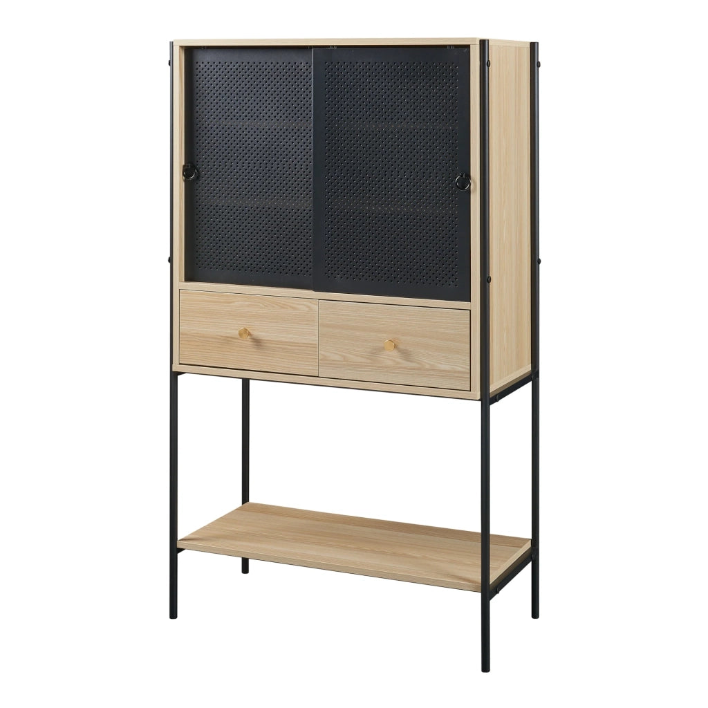 Credenza alta/cassettiera/mobile contenitore per soggiorno ingresso o camera da letto 140 x 80 x 40 cm effetto rovere nero 03_0009022