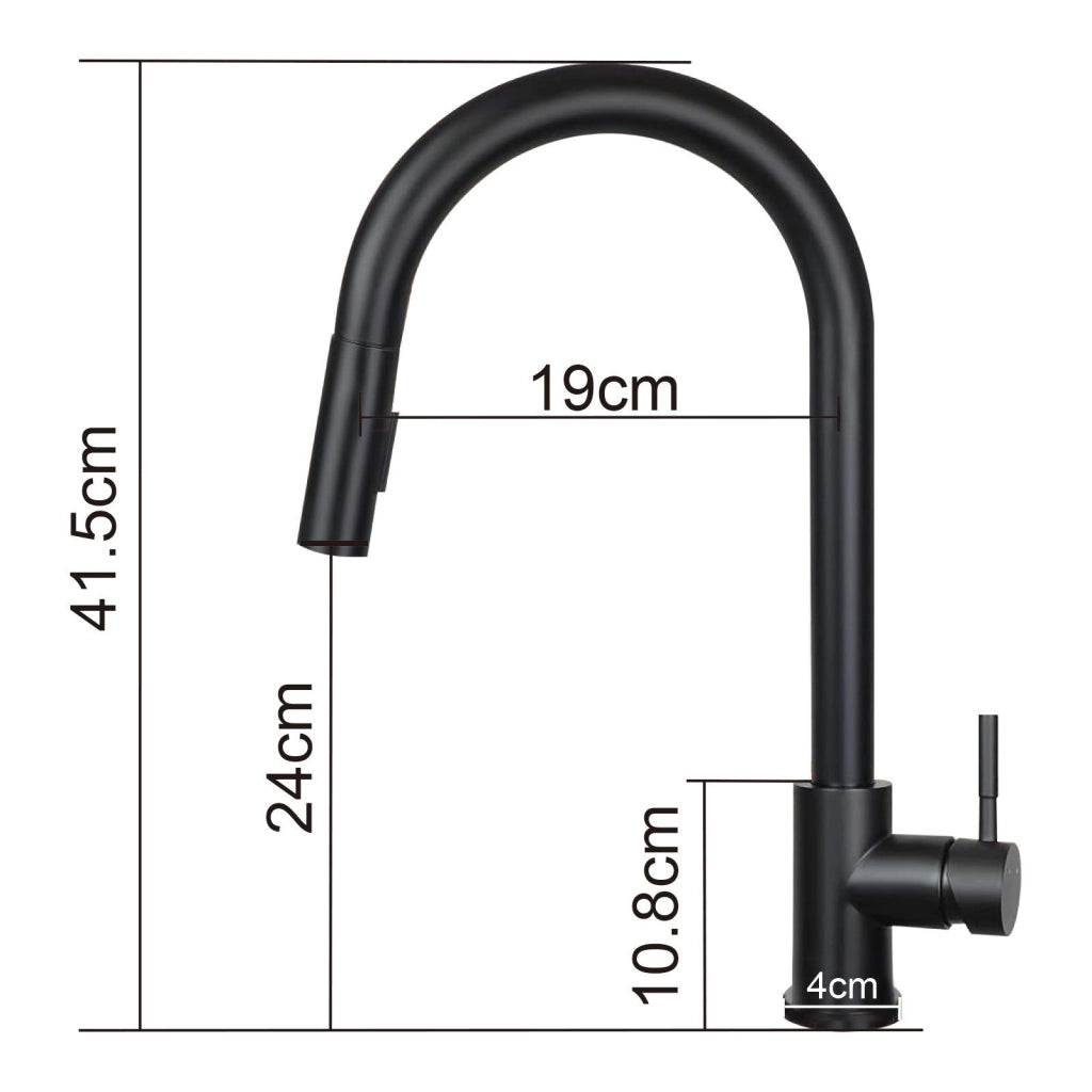 ZMH Miscelatore in acciaio inox nero con doccia estraibile a 360° e 2 getti