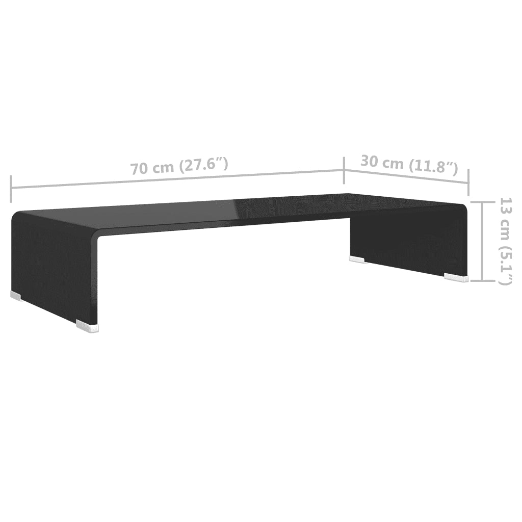 Mobile/Rialzo Porta TV in Vetro Nero 70x30x13 cm 244136