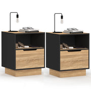 IDMarket - Set di 2 comodini a 1 cassetto OXANA con nicchia in faggio e nero