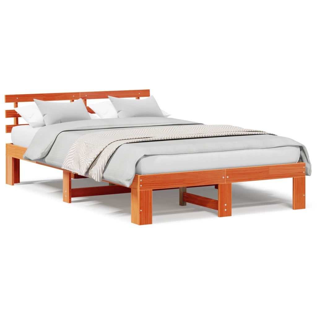 Letto in Legno di Pino Marrone Cerato Legno Massello 120 x 190 cm