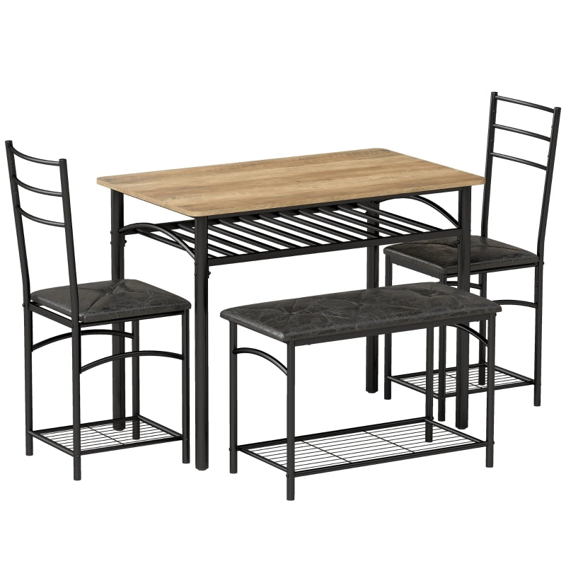 TAVOLO DA PRANZO Set da 4 pezzi 100x60 cm Effetto legno Marrone/Nero