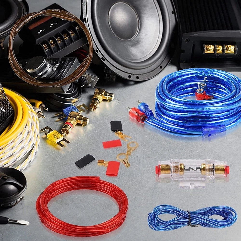Trade Shop - Set Cavi Per Amplificatori Auto 8ga Cablaggio Amplificatore Subwoofer Audio Amp -