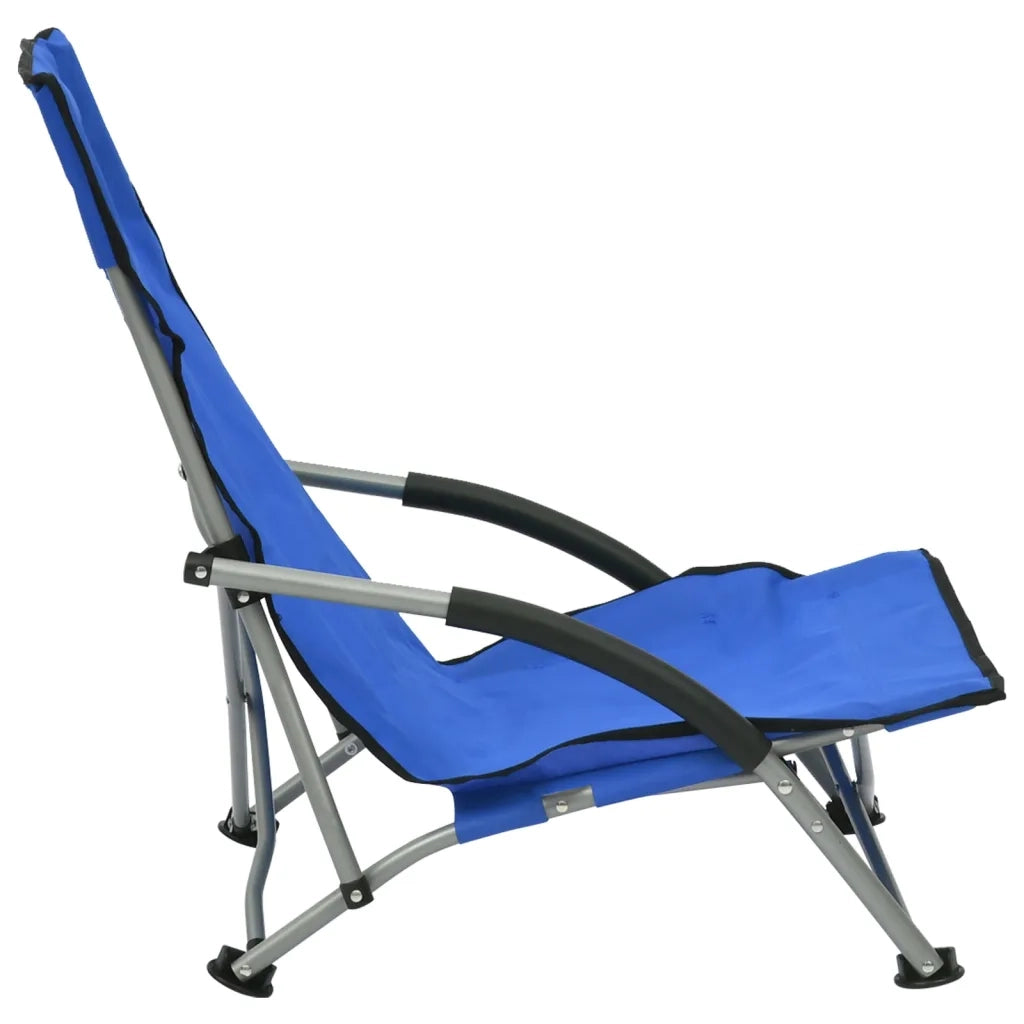 Sedie da Spiaggia Pieghevoli 2 pz in Tessuto Blu 312488