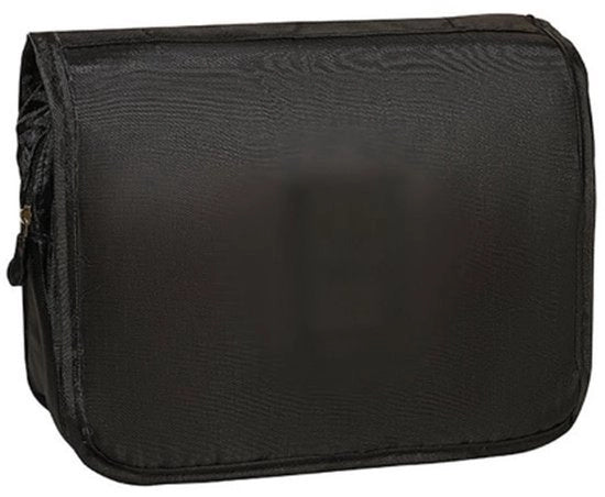 Toilette in pelle nera con cinturino di appoggio, dimensioni 42*24*8 cm, toilette per donna, cassetto per il trucco, borsa cosmetica unisex, valigetta con cinturino, toilette impermeabile.