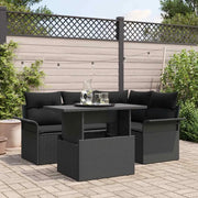Set Divano da Giardino con cuscino 5 pcs Nero Poly Rattan 3348279