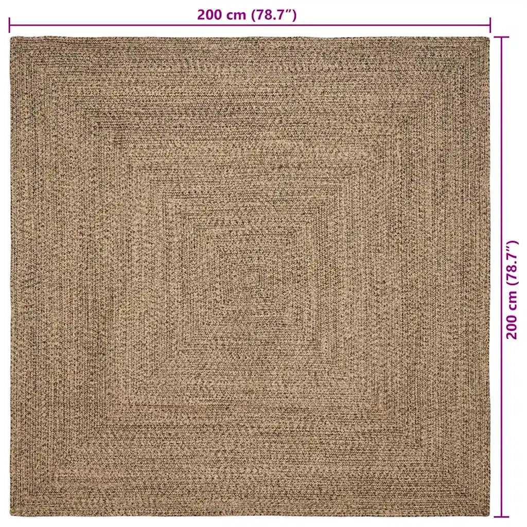 Tappeti per area Naturale e Nero 200 x 200 cm Juta