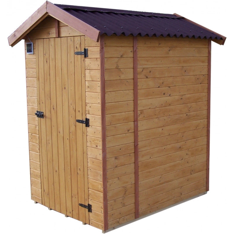 Casetta in legno con WC secco, lavamani e LED solare – 120x160 cm – pannelli 16 mm – toilette autonoma da esterno – ED1419WC Foresta