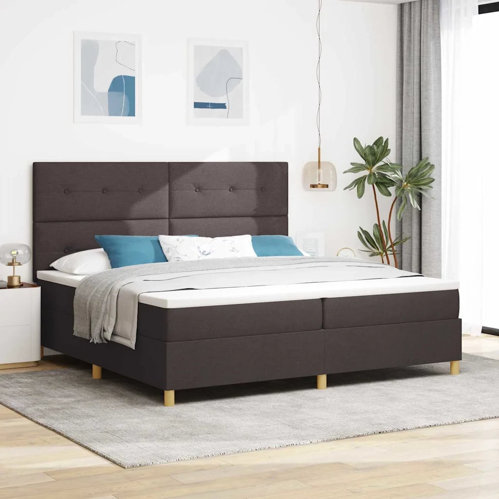 Letto a molle con testiera Marrone Scuro 200 x 200 cm Tessuto 3339647