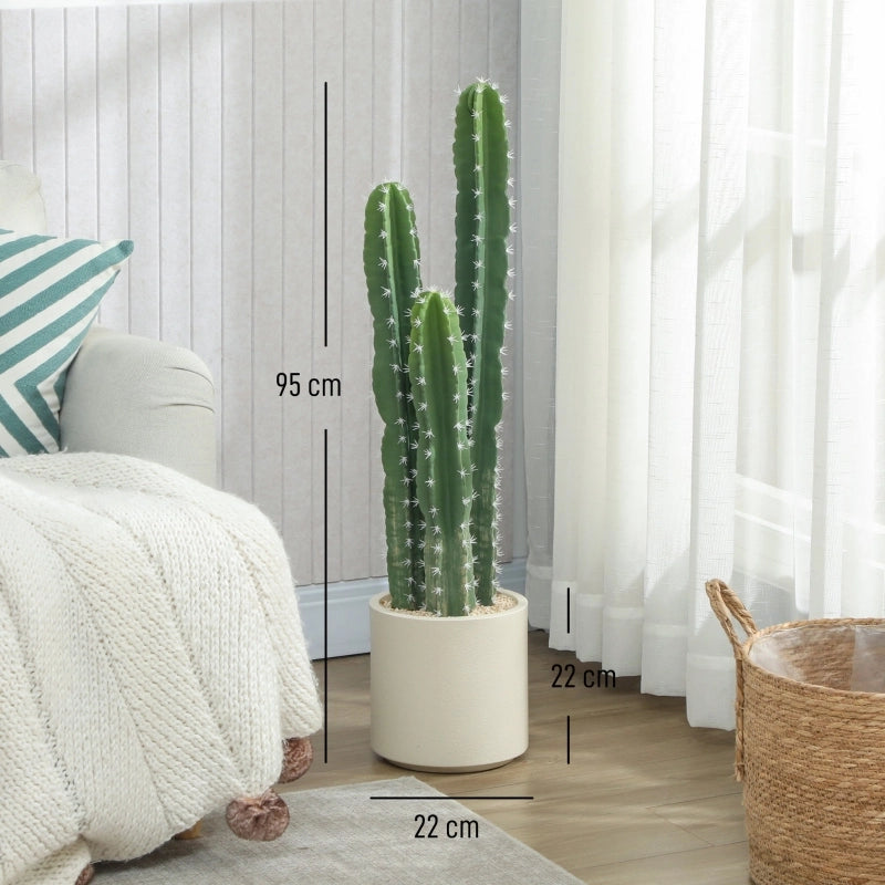 Pianta di cactus artificiale, grande, 95 cm, con vaso, sembra vera, per casa, ufficio, verde