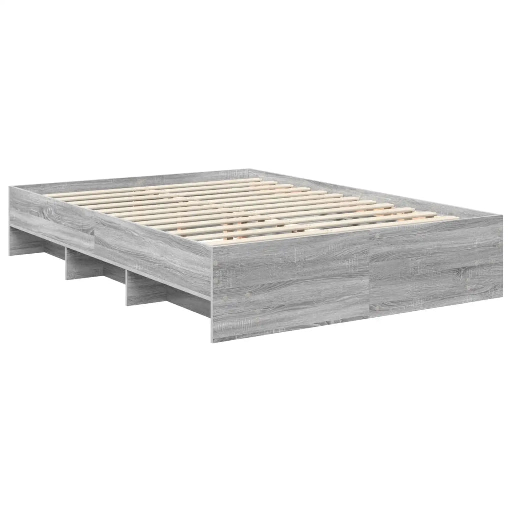 Letto matrimoniale | Letto per adulti | Struttura del letto con testiera Grigio Sonoma 140 x 200 cm