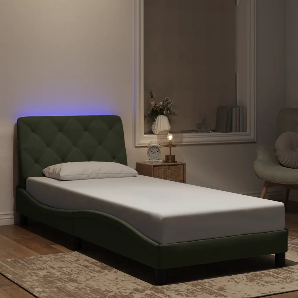 Giroletto con LED senza Materasso-Struttura Letto Grigio Chiaro 90x200 cm in Velluto