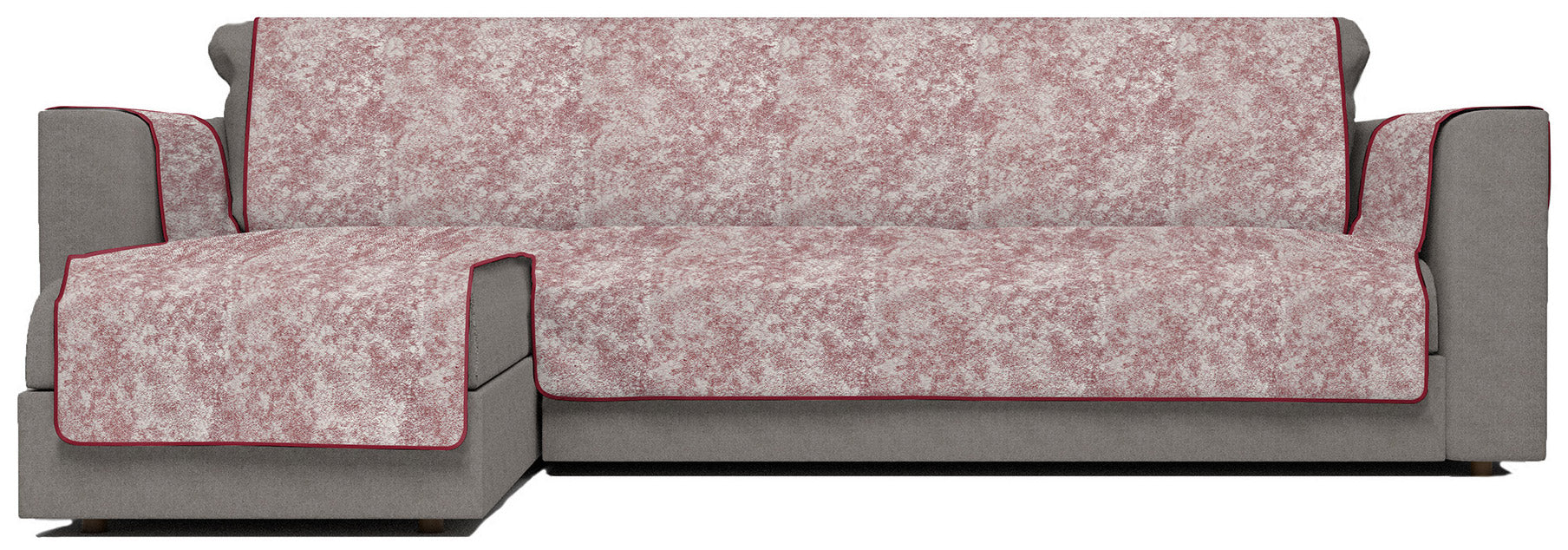 Copridivano con Penisola Sinistra Seduta 240 cm in Poliestere e Cotone Bordeaux