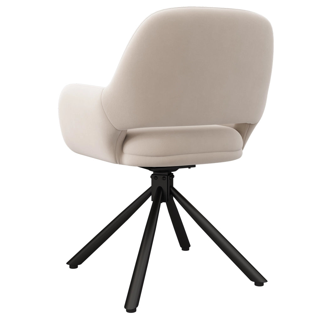 Set di 2 sedie da pranzo girevoli in velluto beige con braccioli