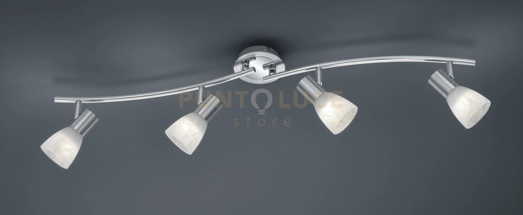 LEVISTO BARRA LED 4 SPOTS ORIENTABILE ACCIAIO + VETRO L.88CM 4 LUCI ATTACCO E14 , 19,6W · 1880lm, 3000K