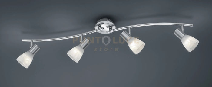 LEVISTO BARRA LED 4 SPOTS ORIENTABILE ACCIAIO + VETRO L.88CM 4 LUCI ATTACCO E14 , 19,6W · 1880lm, 3000K