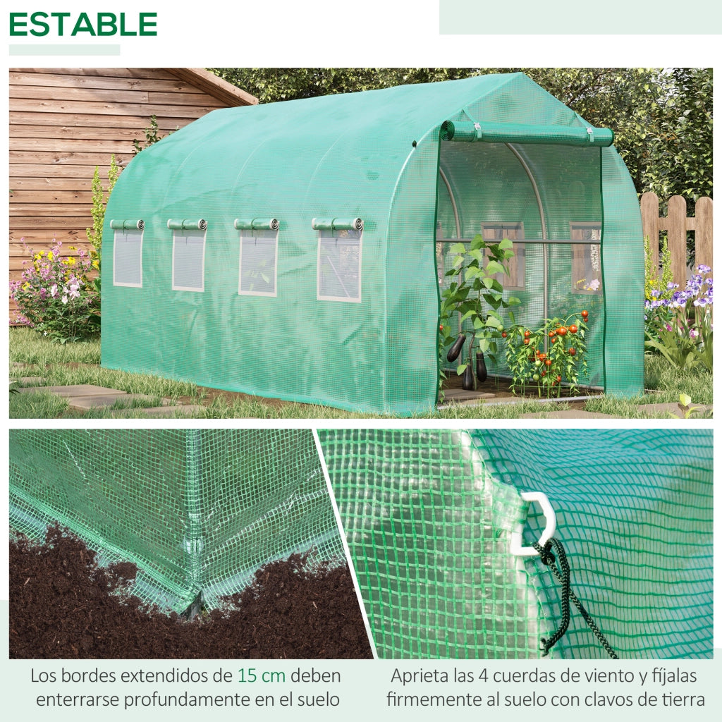Serra Tunnel 4x2x2 m con 8 Finestre e Porta ¨C Zephmum ¨C Verde