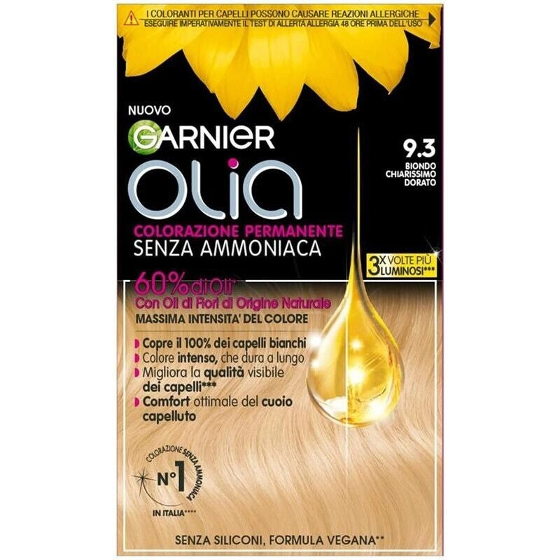 SET 4 GARNIER OLIA TINTA SENZA AMMONIACA 9.3 BIONDO CHIARISSIMO DORATO