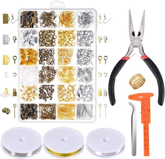 Kit di Rifornimento per Creare Gioielli - Attrezzi di Riparazione con Accessori, Punte, Fitting, Filo di Perle per Adulti e Principianti